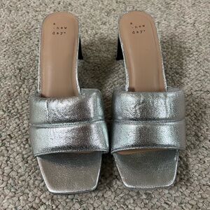 A New Day Metallic Silver Mules